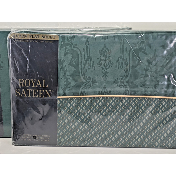 ROYAL SATEEN Sheet Set 100% Egyptian Cotton 220 Thread Queen Green NEW Read - Picture 2 of 6
